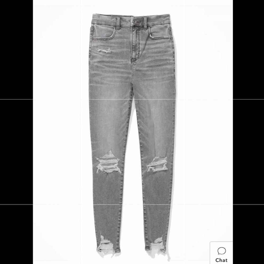 Women’s American Eagle Gray Ripped High Waisted Jeans Size 12